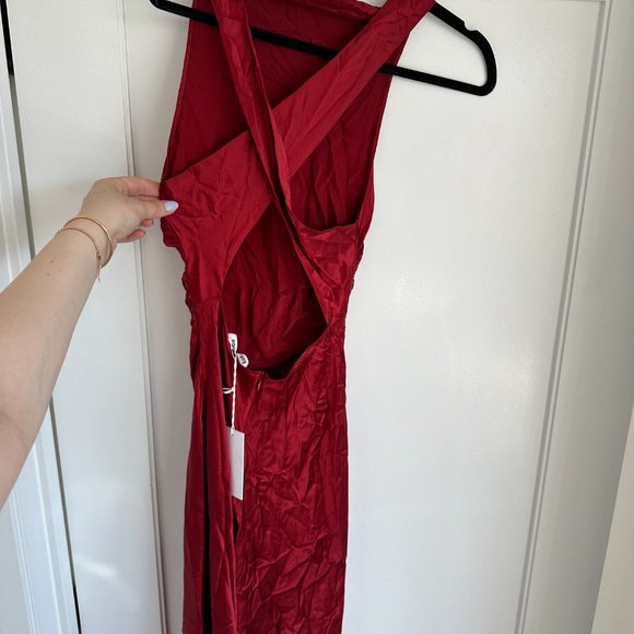 Reformation Red Satin Maxi Dress - Picture 9 of 11